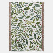 緑の水の色の季節の枝と果実 スローブランケット (正面縦)