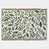 緑の水の色の季節の枝と果実 スローブランケット (正面)