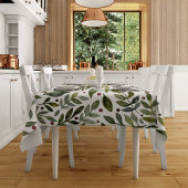 緑の水の色の季節の枝と果実 テーブルクロス