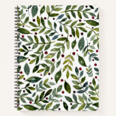 緑の水の色の季節の枝と果実 ノートブック (正面)