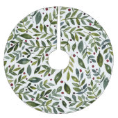 緑の水の色の季節の枝と果実 ブラッシュドポリエステルツリースカート (正面)