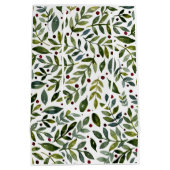 緑の水の色の季節の枝と果実 ミディアムペーパーバッグ (裏面)