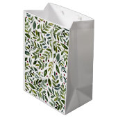 緑の水の色の季節の枝と果実 ミディアムペーパーバッグ (裏面アングル)