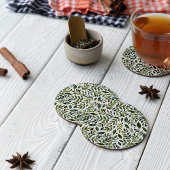 緑の水の色の季節の枝と果実 ラウンドペーパーコースター