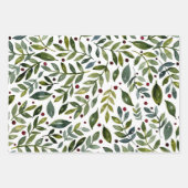 緑の水の色の季節の枝と果実 ラッピングペーパーシート (正面)
