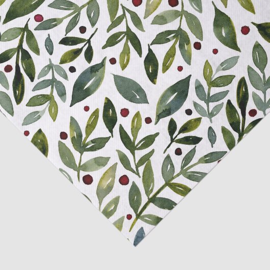 緑の水の色の季節の枝と果実 薄葉紙 (詳細)