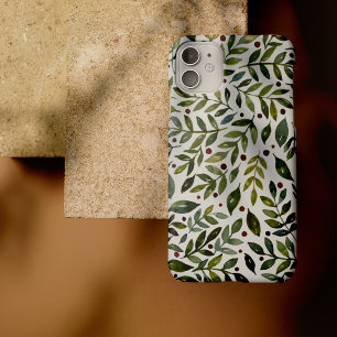 緑の水の色の季節の枝と果実 iPhone 13ケース