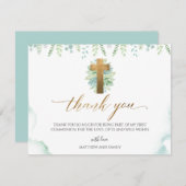 緑の水の色の宗教イベントありがとう サンキューカード (正面/裏面)
