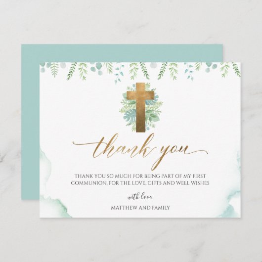 緑の水の色の宗教イベントありがとう サンキューカード (正面/裏面)