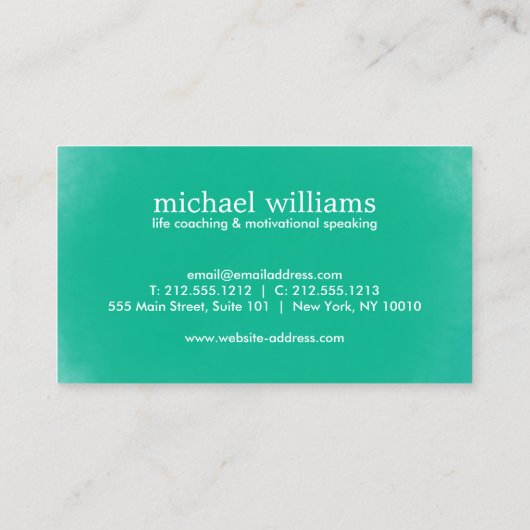 緑の水の色の木の生活コーチ、カウンセラー 名刺 (裏面)