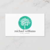 緑の水の色の木の生活コーチ、カウンセラー 名刺 (正面)