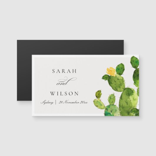 緑の水の色の砂漠サボテンの日付を保存 (正面/裏面)