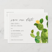 緑の水の色の砂漠サボテンの日付を保存 案内ポストカード (正面/裏面)