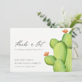 緑の水の色の砂漠サボテン花ありがとう サンキューカード (スタンド正面)