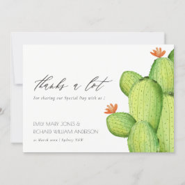 緑の水の色の砂漠サボテン花ありがとう サンキューカード