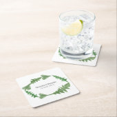 緑の水の色の結婚葉 スクエアペーパーコースター (インサイチュ)