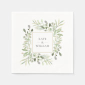 緑の水の色の結婚葉 スタンダードカクテルナプキン (正面)