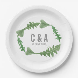 緑の水の色の結婚葉 ペーパープレート