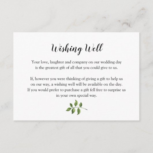 緑の水の色の緑葉の願い エンクロージャーカード (正面)