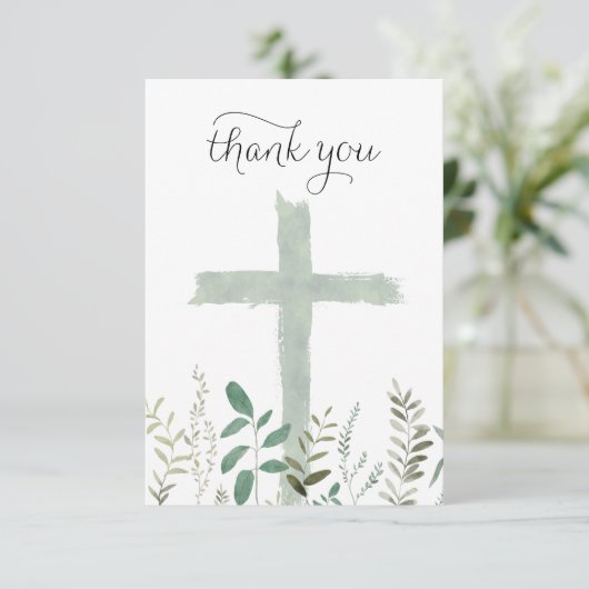 緑の水の色の聖十字架 サンキューカード (スタンド正面)