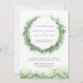 緑の水の色の草のセージ結婚グリーン 招待状 (正面)