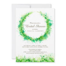 緑の水の色の草のブライダルシャワー招待状