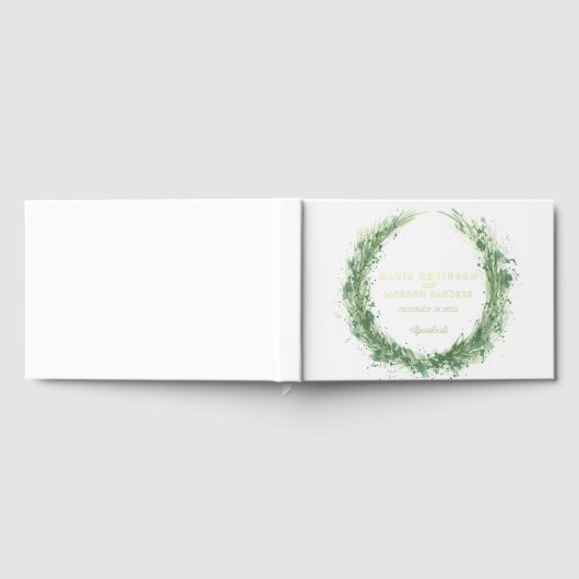 緑の水の色の草の結婚セージ緑 ゲストブック (全面)