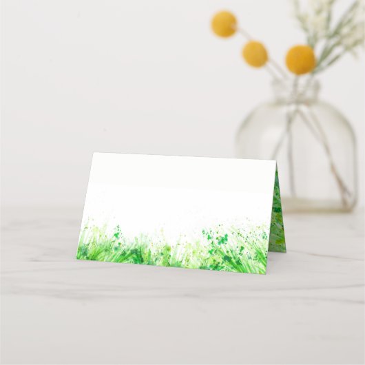 緑の水の色の草結婚の座席表 プレイスカード (裏面)