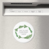 緑の水の色の葉の日付を保存 マグネット (インサイチュ (食洗機))