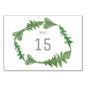 緑の水の色の葉テーブルカード テーブルナンバー (裏面)