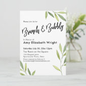 緑の水の色の葉ブランチ&バブリー 招待状 (スタンド正面)