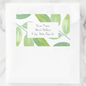 '緑の水の色の葉3'ラベル 長方形シール (バッグ)