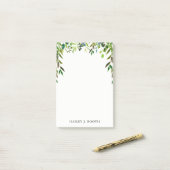 緑の水の色の離れフローラドレープリースノート ポストイット (デスク上)