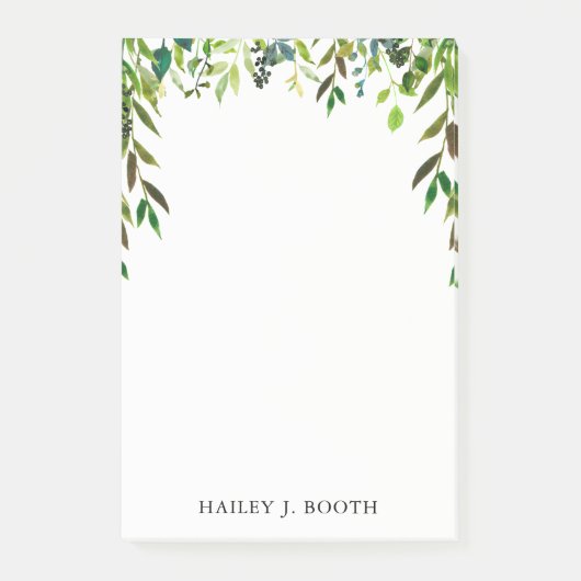 緑の水の色の離れフローラドレープリースノート ポストイット (正面)