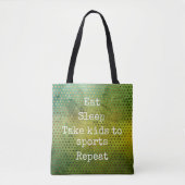 緑の水の色の食べ睡眠子供のスポーツの繰り返し トートバッグ (正面)
