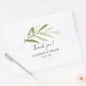 緑の水の色は緑の金ゴールド葉の賛成 ラウンドシール (封筒)