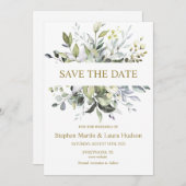 緑の水の色を保存する日付招待状 シーズンカード (正面/裏面)