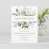 緑の水の色を保存する日付招待状 シーズンカード (スタンド正面)