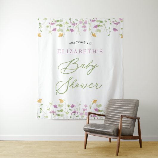 緑の水の色イエローピンクのウェルカムサイン タペストリー (インサイチュ)