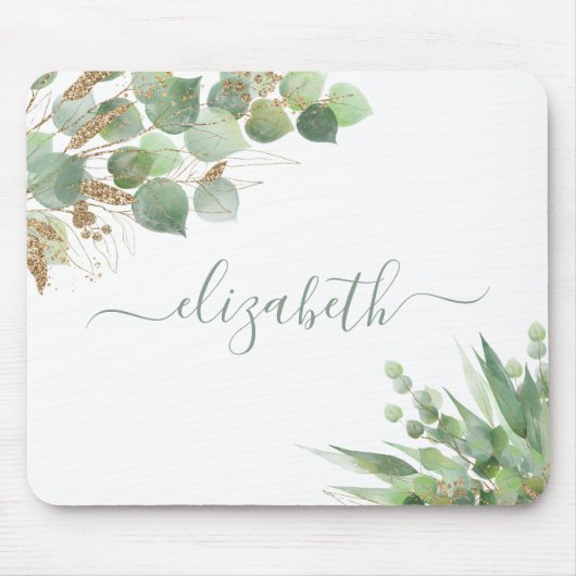 緑の水の色モノグラムの マウスパッド (正面)