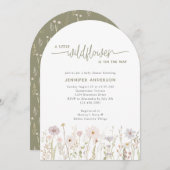 緑の水の色ワイルドフラワーフローラ赤ちゃんシャワー 招待状 (正面/裏面)