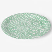 緑の水の色ワニの皮膚パターン ペーパープレート (アングル)