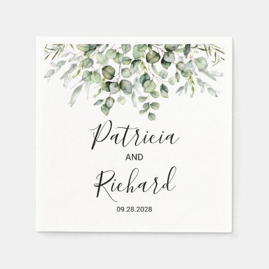 緑の水の色結婚の スタンダードカクテルナプキン (正面)