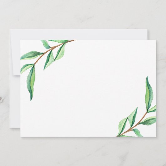 緑の水の色葉のと写真 |日付の保存 セーブザデート (裏面)