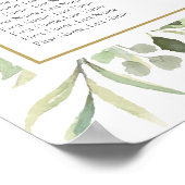 緑の水の色葉の結婚表 ポスター (角)