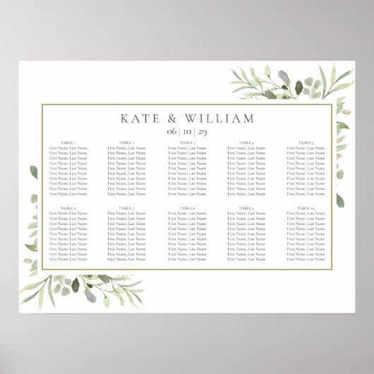 緑の水の色葉の結婚表 ポスター (正面)