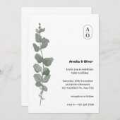 緑の水の色離れのエレガントシンプル結婚Inv 招待状 (正面/裏面)