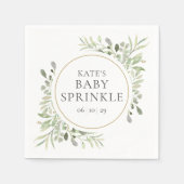 緑の水の色離れの赤ちゃんシャワー スタンダードカクテルナプキン (正面)