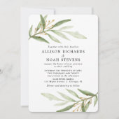 緑の水は緑の金ゴールド葉を結婚塗る 招待状 (正面)