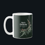 緑の水エレガント色の植物性クリスマスシック コーヒーマグカップ<br><div class="desc">濃い緑のモダン素朴な水の色の乾燥した植物のフローラ消色の色クリスマスのデコのマグカップ。</div>